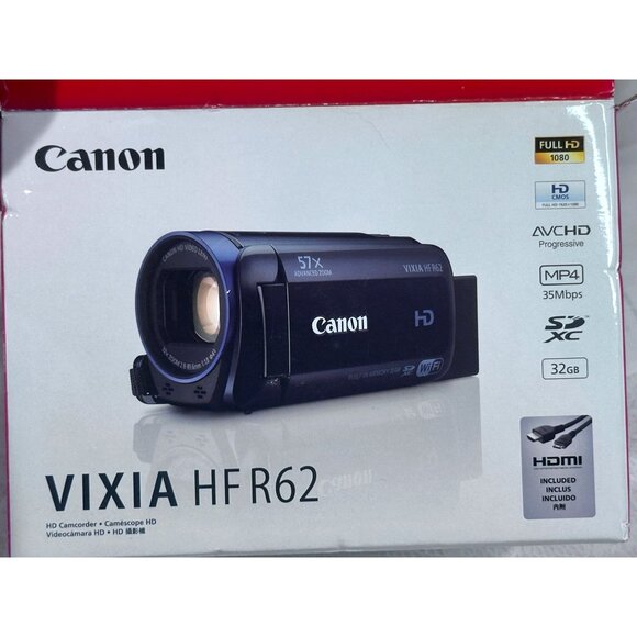 Canon Vixia HF R62 HD Camcorder 57X zoom Full HD 1080P WiFi HDMI Org Boxed - Picture 1 of 12